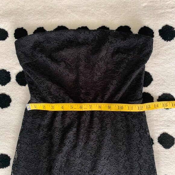 Vintage 90s Y2K B. Smart Black Sheer Lace Strapless Tube Top Maxi Dress - Picture 10 of 14